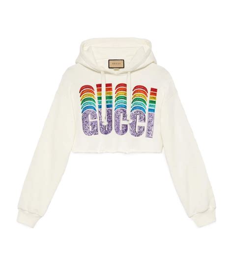 white gucci crop top|Gucci crop top hoodie.